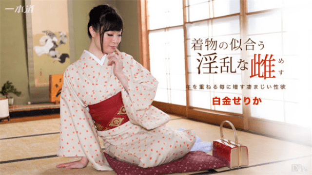 MISS-19506 1Pondo 091817_582 Shirane Gold Jav Kimono Nymphomani female platinum striking suits kimono